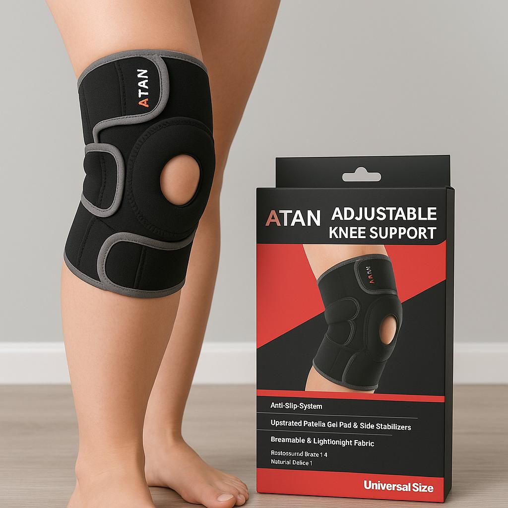 ATAN Adjustable Knee Brace with Side Stabilizers – Open Patella Support for Pain Relief & Sports Injury