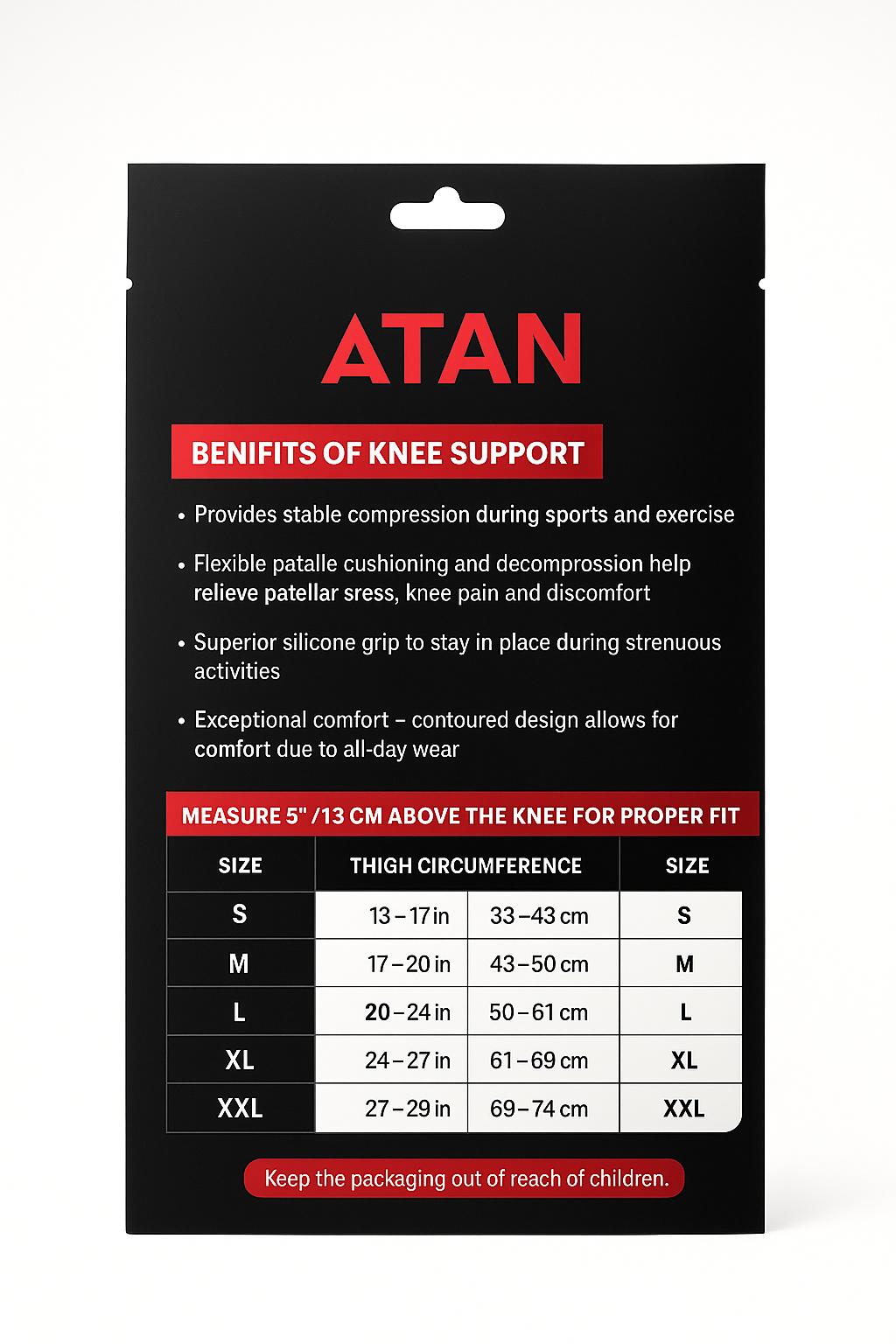 ATAN Adjustable Knee Brace with Side Stabilizers – Open Patella Support for Pain Relief & Sports Injury