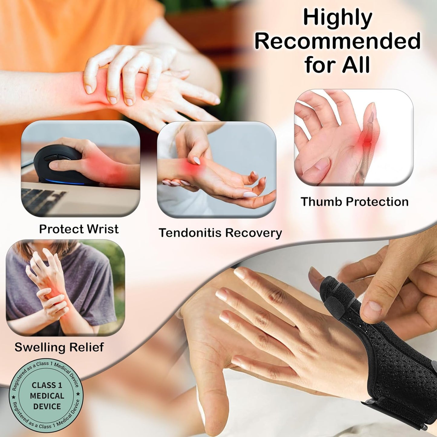 ATAN Adjustable Wrist and Thumb Brace – Compression Support for Pain Relief & Injury Recovery