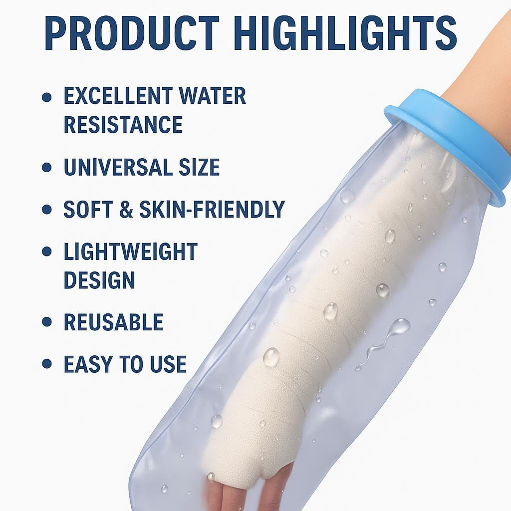 Reusable Waterproof Shower Cover for Arm Cast & Bandages – Watertight Silicone Protector for Adults