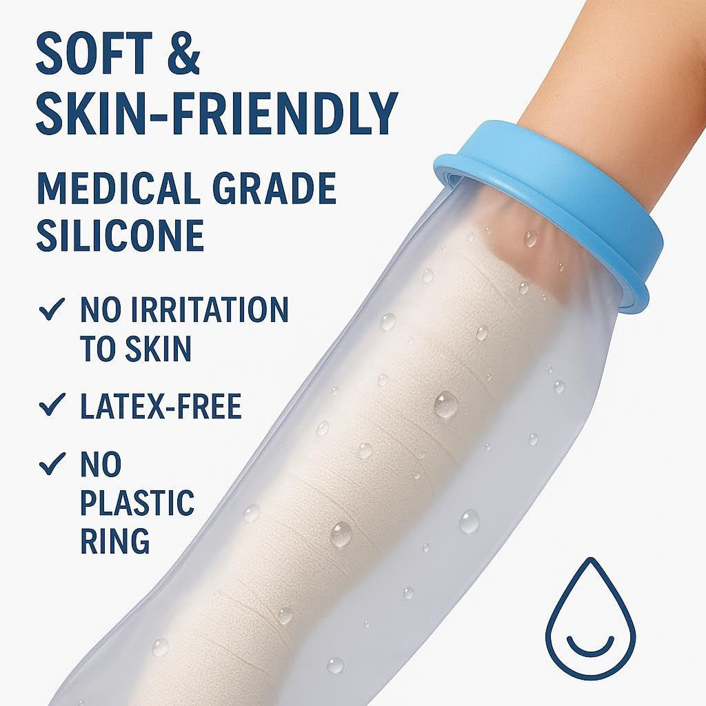 Reusable Waterproof Shower Cover for Arm Cast & Bandages – Watertight Silicone Protector for Adults