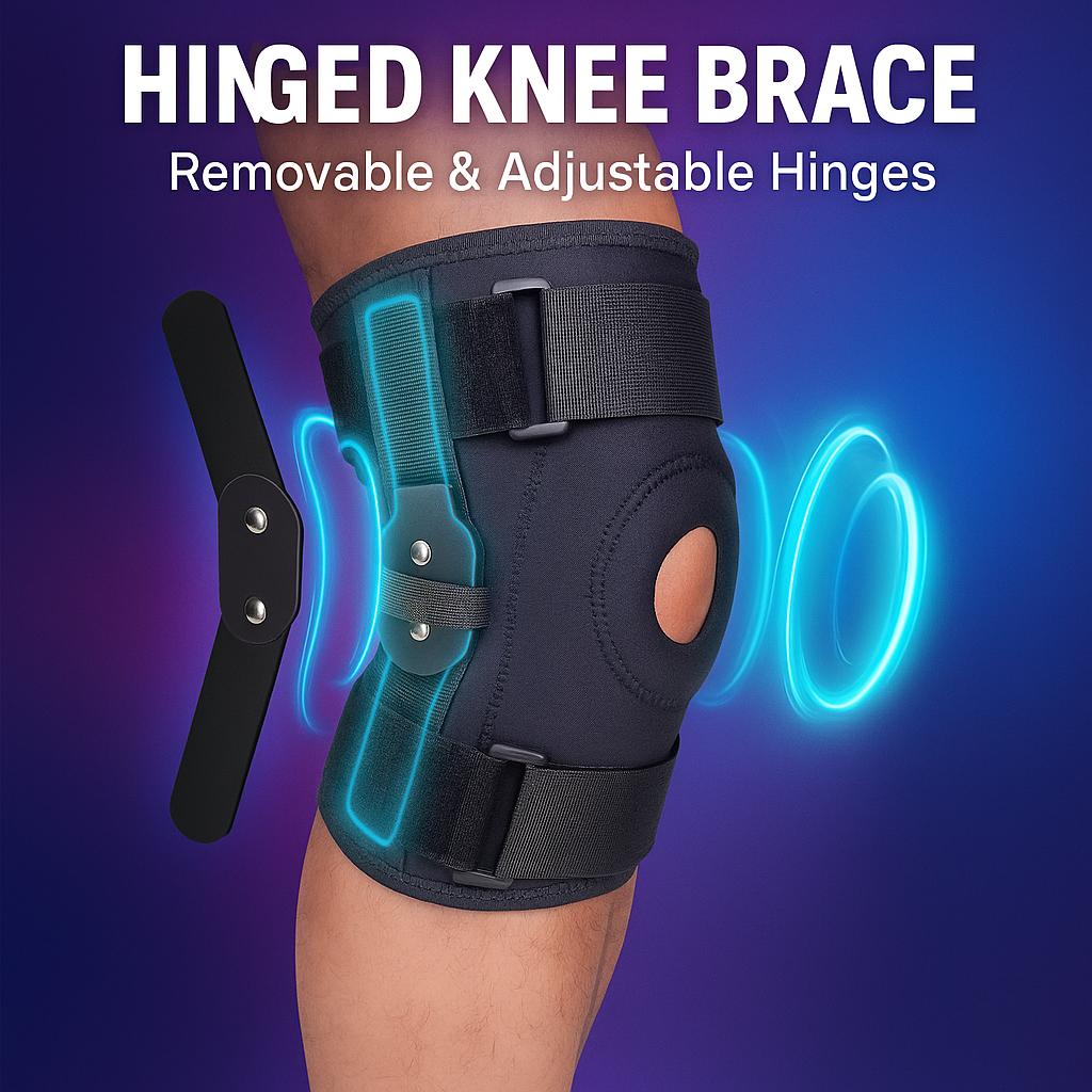 Hinged Knee Brace with Adjustable Compression & Patella Stabilizer