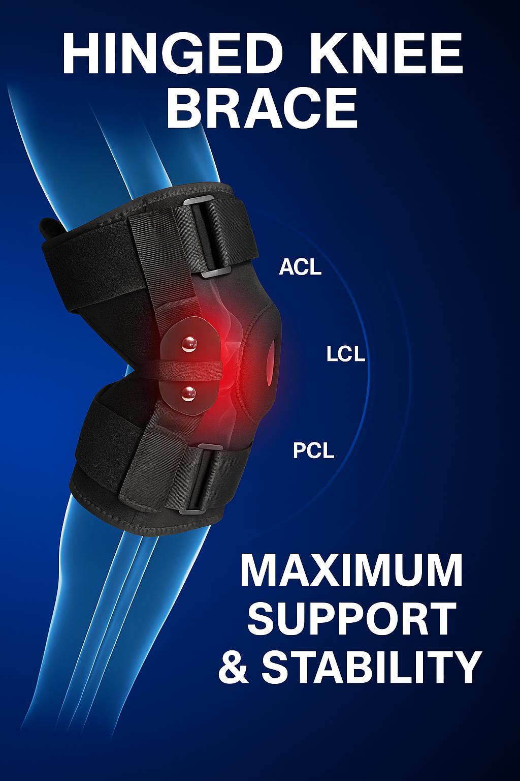Hinged Knee Brace with Adjustable Compression & Patella Stabilizer