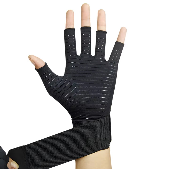 Adjustable Fingerless Compression Gloves for Wrist Support & Arthritis
