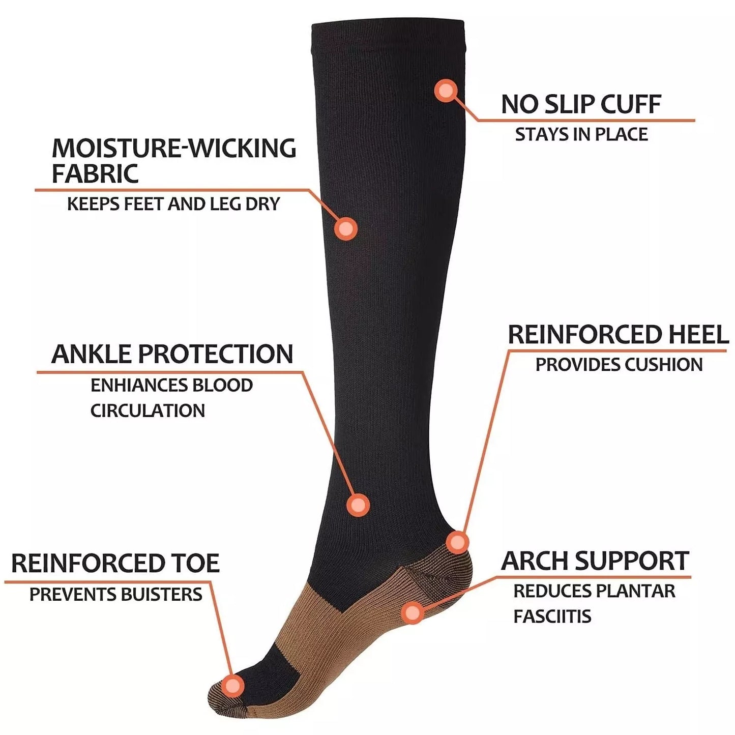 3 Pairs Copper Compression Socks