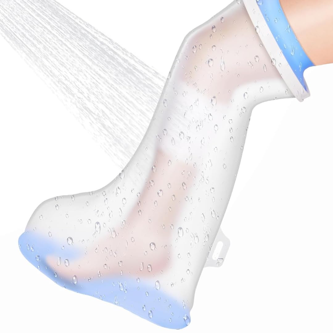 Waterproof Leg Cast Cover Reusable Silicone Shower Protector for Knee, Thigh & Ankle Surgery, Bandages, and Plaster Casts 100% Watertight PVC Bathing Sleeve
