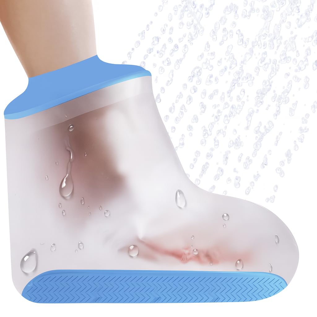 Waterproof Leg Cast Cover Reusable Silicone Shower Protector for Knee, Thigh & Ankle Surgery, Bandages, and Plaster Casts 100% Watertight PVC Bathing Sleeve
