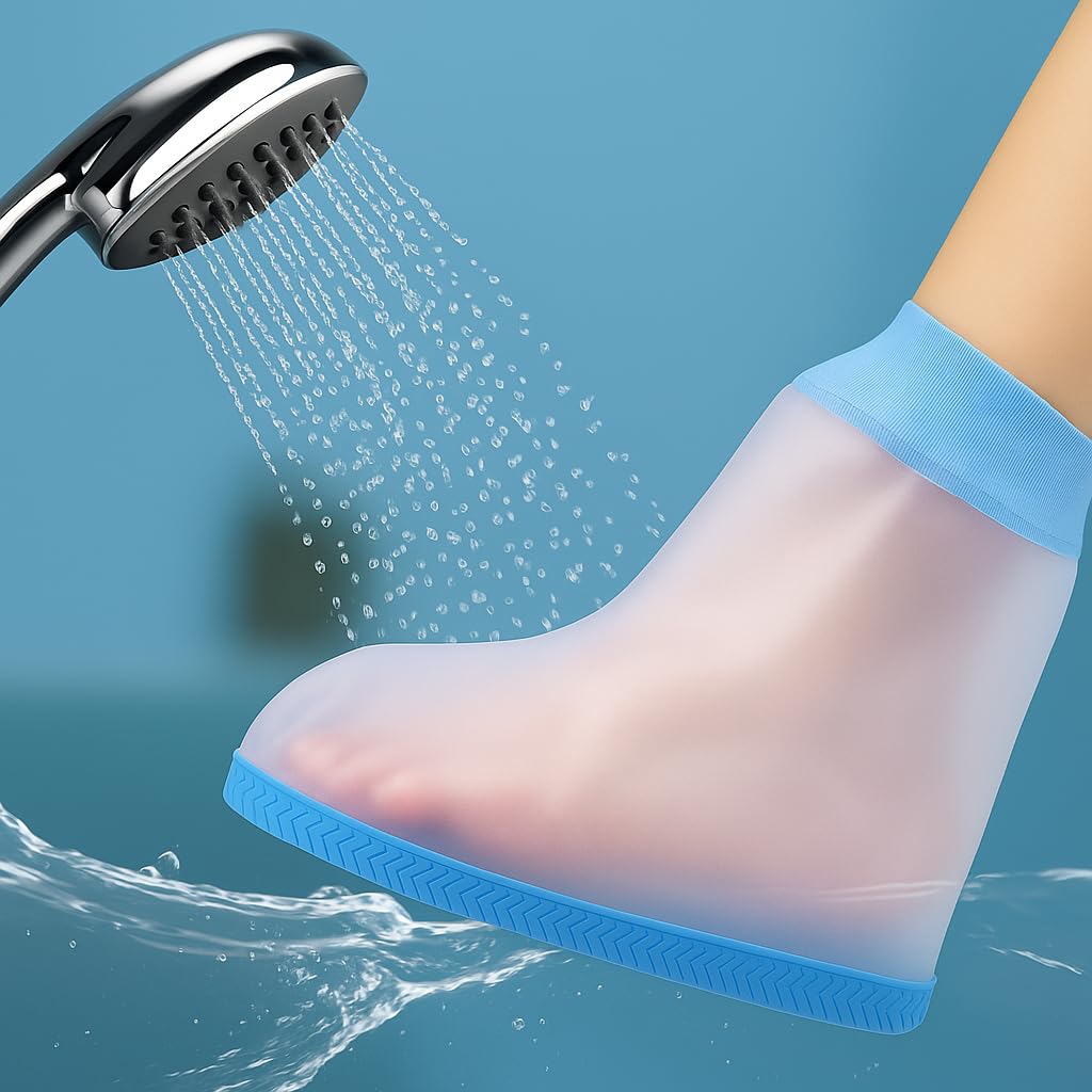 Waterproof Leg Cast Cover Reusable Silicone Shower Protector for Knee, Thigh & Ankle Surgery, Bandages, and Plaster Casts 100% Watertight PVC Bathing Sleeve