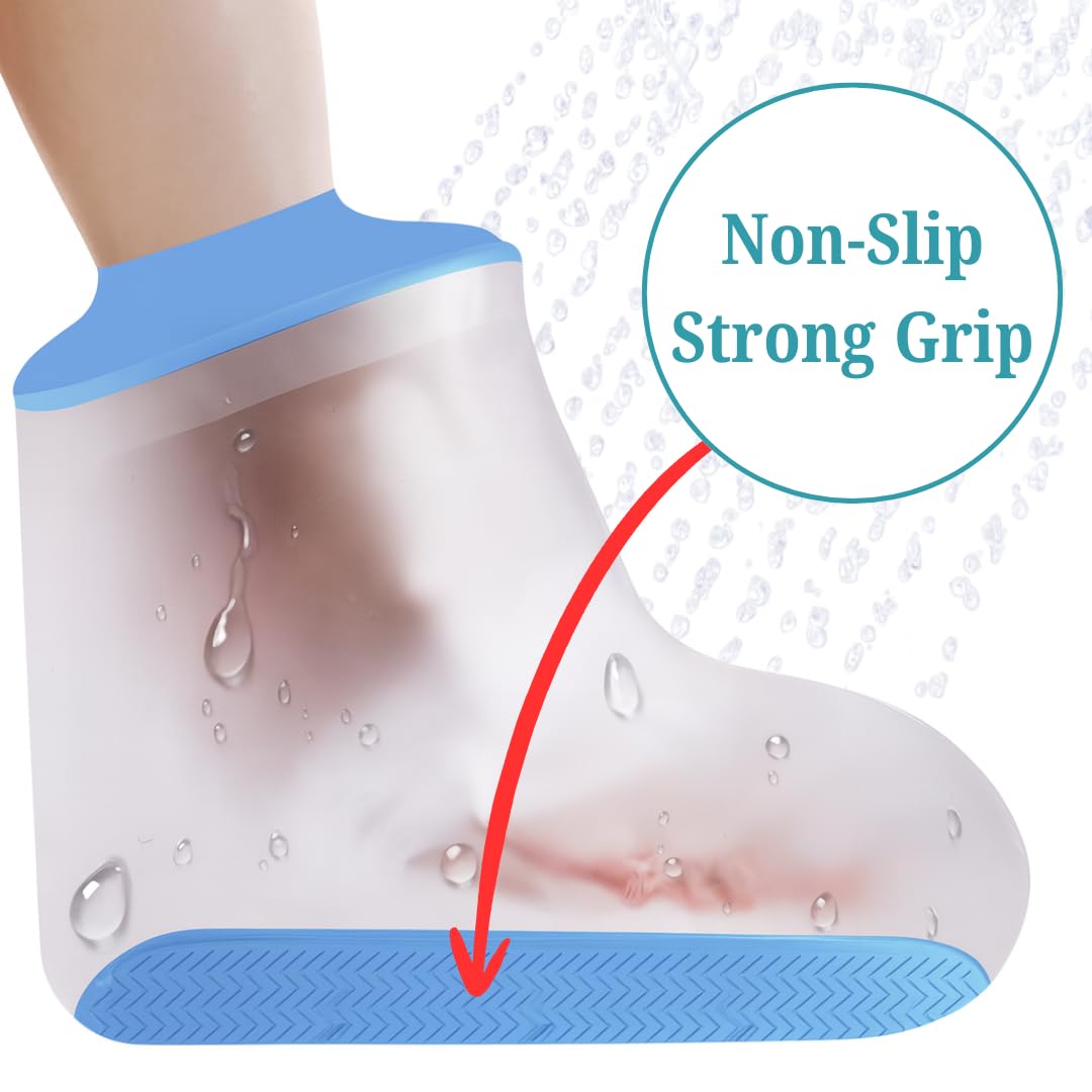 Waterproof Leg Cast Cover Reusable Silicone Shower Protector for Knee, Thigh & Ankle Surgery, Bandages, and Plaster Casts 100% Watertight PVC Bathing Sleeve