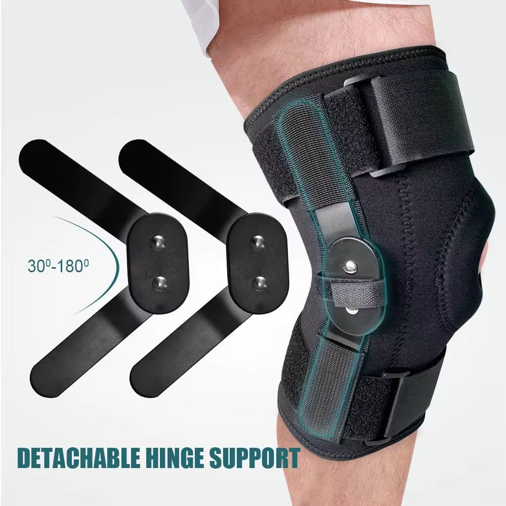 Atan Hinged Knee Brace for Men & Women | Adjustable Compression Knee Support with Removable Side Hinges & Patella Stabilizer | ACL | MCL | Meniscus | Arthritis Pain Relief | Sports Injury Recovery