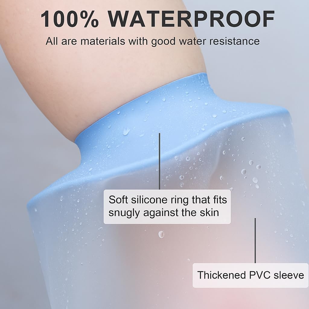 Waterproof Leg Cast Cover Reusable Silicone Shower Protector for Knee, Thigh & Ankle Surgery, Bandages, and Plaster Casts 100% Watertight PVC Bathing Sleeve