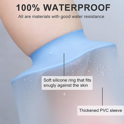 Waterproof Leg Cast Cover Reusable Silicone Shower Protector for Knee, Thigh & Ankle Surgery, Bandages, and Plaster Casts 100% Watertight PVC Bathing Sleeve