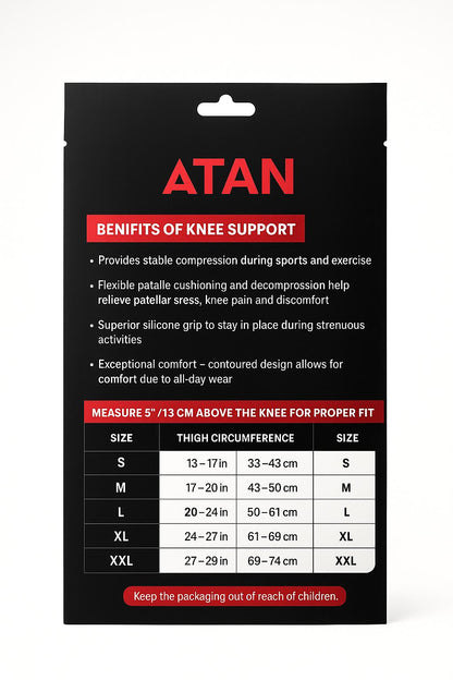 ATAN Adjustable Knee Brace with Side Stabilizers – Open Patella Support for Pain Relief & Sports Injury