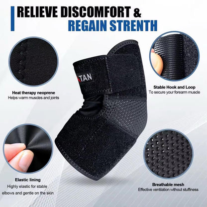 Atan Elbow Support Brace for Tendonitis, Tennis Elbow & Golfer’s Elbow Adjustable Compression Sleeve for Pain Relief, Injury Recovery, Arthritis & Sports Breathable Neoprene Strap
