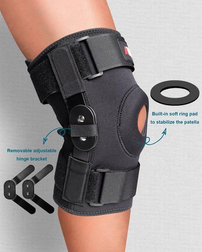 Atan Hinged Knee Brace for Men & Women | Adjustable Compression Knee Support with Removable Side Hinges & Patella Stabilizer | ACL | MCL | Meniscus | Arthritis Pain Relief | Sports Injury Recovery