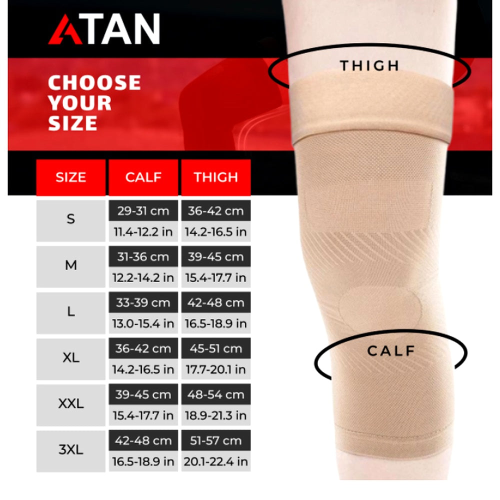 Atan Premium Knee Compression Brace with Non-Slip Silicone Grip – Pain Relief for Arthritis, Injury Recovery & Joint Support – Breathable, Lightweight Knee Braces for Men & Women