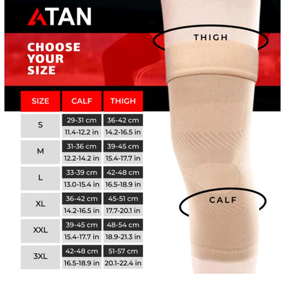 Atan Premium Knee Compression Brace with Non-Slip Silicone Grip – Pain Relief for Arthritis, Injury Recovery & Joint Support – Breathable, Lightweight Knee Braces for Men & Women